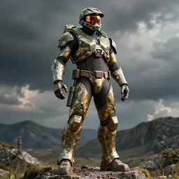 master chief sculpted in the style of george tsougkouzidis