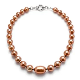 copper pearl necklace, 8k product photo, isolated on a pure white background, centered, entire object in frame, sharp focus, soft studio lighting