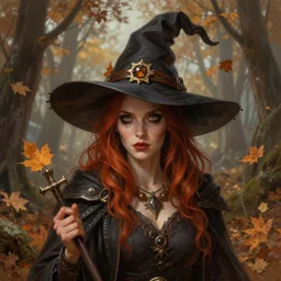 autumnal witch, d & d, fantasy, portrait, highly detailed, digital painting, trending on artstation, concept art, sharp focus, illustration, art by artgerm and greg rutkowski and magali villeneuve
