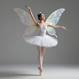 beautiful ballerina woman with fairy wings, full body fantasy art