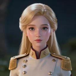 cinematic shot of an epic portrait of a cute blonde fairy dressed in military clothes, stylised military clothes, shiny skin, beautiful eyes, beautiful, small details, night setting, realistic poster with volumetric light from jeremy lipkin and michael garmash, craig mallism, artgerm, unreal engine, radiant light, digital art, trends at art station, a masterpiece