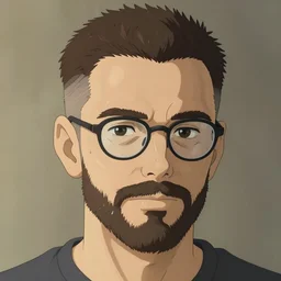a white man, short undercut brown hair, beard, glasses, bushy eyebrows, portrait shinkai makoto studio ghibli studio key hideaki anno sakimichan stanley artgerm lau rossdraws james jean marc simonetti elegant highly detailed digital painting artstation pixiv