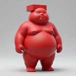 red fat abstract art statue, super fat and obese thicc pillar with a round belly bottom and squared top, asking : what is samegame?