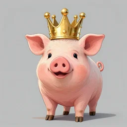 pig wearing a gold crown on it's head illustration concept art in the style of Arthur Adams, full body 8k