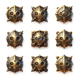 beautiful render of ui designer ， icon design ， the game icon ， steampunk by victo ngai reference sheet white background fine details unreal engine, 4 k hd wallpaperjpeg artifact, blur, artfact