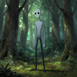 slenderman in the woods by greg rutkowski