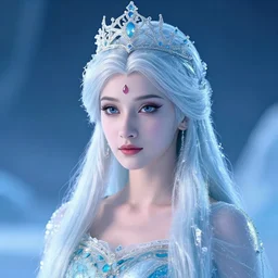 photo of a real-life very beautiful! ice queen, highly detailed, 4k, macro 25mm