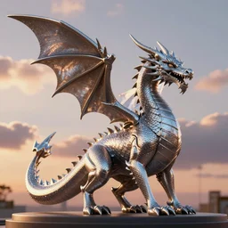 ZBrush dragon model shimmering with back light from a HDR cloudy sunset background. volumetric lighting. Highly detailed. 4K scene