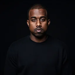 a chiaroscuro lighting portrait of kanye west dressed as rick owens, black background, portrait by julia margaret cameron, shallow depth of field, 8 0 mm, f 1. 8