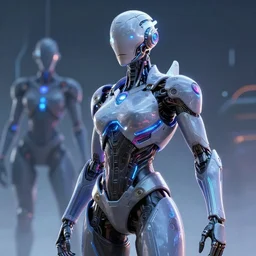 amazing dream about first contact with trans humanism apex legends artificial intelligence, mass effect, tron, neon, hyper realistic, concept art, high key lighting, intricate, hyper detailed, smooth, high contrast, neon, volumetric lighting, octane, raytrace, action, moebius, greg rutkowski, huifeng huang, artgerm, beeple, jim lee,