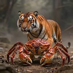 A creature that is half tiger, half crab