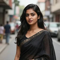 portrait Mid-shot of an beautiful 20-year-old Indian woman, street portrait in the style of Mario Testino award winning