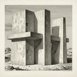 brutalist concrete structures, relativity, lithograph, manga, etching by giovanni battista piranesi, m. c. escher, gustave dore, tsutomu nihei