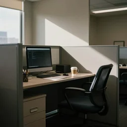 coffee break in 90s cubicle office