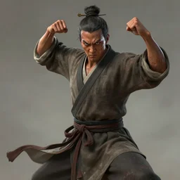 portrait of a female drunken master monk exercising by wlop, wuxia, xianxia, drunken boxing, drunken master, weathered dark skin, athletic, playful, beautiful, fully clothed, monk's robe, detailed, realistic, anatomically accurate, fantasy illustration, artstation, wlop, hi - res, 4 k.