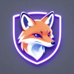 neon logo of a fox head on a shield