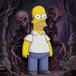 homer simpson depicted as a highly detailed eldritch horror