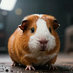 guinea pig in gears of war, splash art, movie still, detailed face, photorealistic facial features, cinematic lighting, dramatic, octane render, long lens, shallow depth of field, bokeh, anamorphic lens flare, 8 k, hyper detailed, 3 5 mm film grain