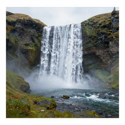 a painting of a waterfall, in the style of dadi gudbjornsson