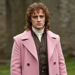 gandhalf from lotr wearing a pink coat and heavy make - up