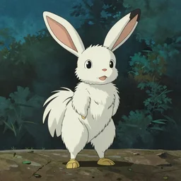 a Lop-eared, standing up, by studio ghibli painting, by Joaquin Sorolla rhads Leyendecker, An aesthetically pleasing, dynamic, energetic, lively, well-designed digital art, by Ohara Koson and Thomas Kinkade, traditional Japanese colors, superior quality, masterpiece