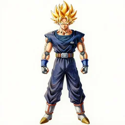 a watercolor painting full body character portrait of a cyborg super saiyan warrior / soldier in the style of moebius in the style of cyberpunk trending on artstation deviantart pinterest detailed realistic hd 8 k high resolution