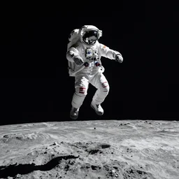 astronauts seeing how high they can jump on the moon