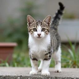 a kitten standing on a ledge