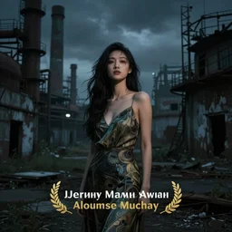 a beautiful young asian woman in abandoned industrial city at night, dark moody lighting, by jeremy mann and alphonse mucha, dramatic lighting, ethereal, stunning, breathtaking, awe - inspiring award - winning, 8 k, unreal engine, trending on artstation