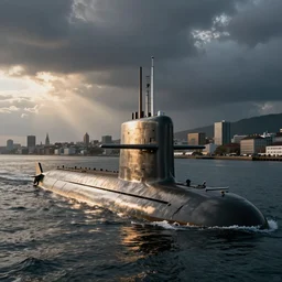 submarine in the middle of town