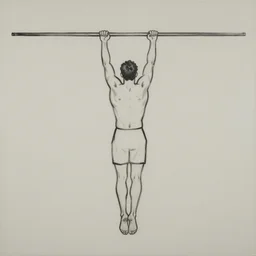 thick paint brush strokes, outline of a thin athletic male physique doing pullup, matte paint colors, minimal painting, negative space, james nares