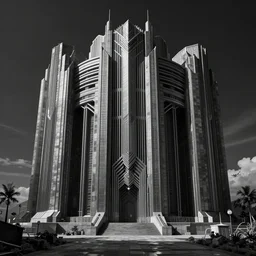 greyscale depthmap, mechanical, giger, art deco