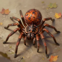 cute autumnal spider, d & d, fantasy, portrait, highly detailed, digital painting, trending on artstation, concept art, sharp focus, illustration, art by artgerm and greg rutkowski and magali villeneuve