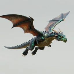 falcor the luck dragon in the neverending story flying bravely through the nothing epic storm. digital art, volumetric lighting. fantasy award winner