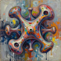 abstract expressionism oil painting intertwined with a mutant biomorphic biological biogeometric structure, spray paint texture, drips, impasto paint, 3 d graffiti texture, brushstrokes, abstract, highly detailed, hyperealistic fresh paint, harmonious, chaotic, colorful, in the style of jenny saville