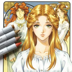 a copic maker manga illustration by yoshiyuki sadamoto and lois van baarle and alphonse mucha of a russian girl highly features wearing streetwear anorak and a pilot suit lots of zippers, pockets, synthetic materials, by issey miyake and balenciaga 8 k