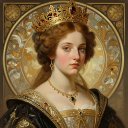 portrait of a young empress, intricate, elegant, highly detailed, digital painting, artstation, concept art, smooth, sharp focus, illustration, art by artgerm and greg rutkowski and alphonse mucha, 8 k