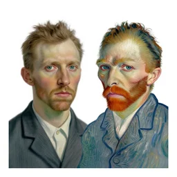 portrait mash - up between mc escher and vincent van gogh