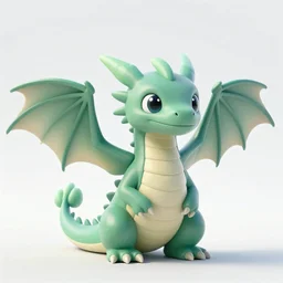 A Render of a cute wyvern dragon with large wings and bright eyes, sitting on a rock, breathing fire. In the style of Pixar Animation. 8k. Trending on ArtStation.