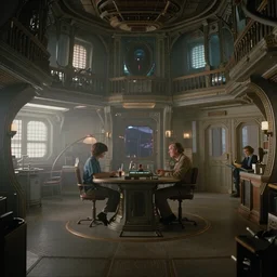 wes anderson cinematography, cosmic horror, scene from a wes anderson film, ornate highly detailed space station interior, horror, atmospheric haze, film. film still, 1 6 mm cinematography. todd hido, gregory crewdson