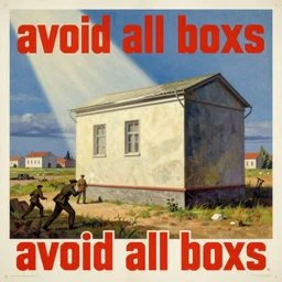 soviet propaganda poster of phrase'avoid all boxes ', socialist realism