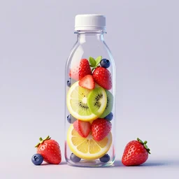( ( dither ) ), editorial illustration strawberries blueberries sliced kiwi sliced lemon layered inside a clear drinking bottle portrait, volumetric 3 d, modern art deco, ( ( mads berg ) ), christopher balaskas, victo ngai, rich grainy texture, detailed, dynamic composition, wide angle, matte print, art nouveau, ( ( dieter rams ) )