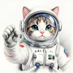 anime cat astronaut, intricate colored pencil sketch by fiona staples, trending on artstation