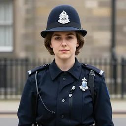 a pretty young british police officer. 1 9 6 7. color portrait.