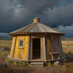 a painting of a sweat lodge hut, beautiful colors, matte painting, by christophe vacher