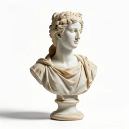 wicker greek marble bust, commercial catalog photo, isolated on a pure white background, centered, entire object in frame, sharp focus, soft studio lighting