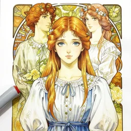a copic maker manga illustration by yoshiyuki sadamoto and lois van baarle and alphonse mucha of a russian girl highly detailed big eyes wearing streetwear anorak and a pilot suit lots of zippers, pockets, synthetic materials, by issey miyake and balenciaga 8 k