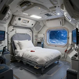 a view of a spaceship bedroom