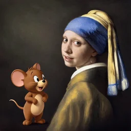 Tom and Jerry in the style of Vermeer, highly detailed, digital painting, artstation, concept art