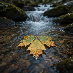 leaves on a stream, digital art